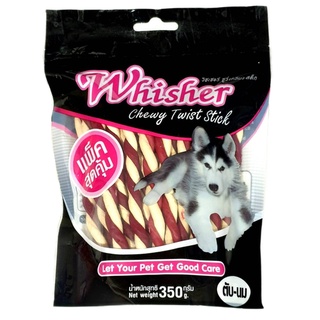 Whisher ขนมสุนัข วิชเชอร์ ชูวี่ เกลียว สติ๊ก รสตับและนม 350 กรัม