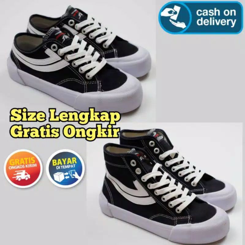 Jhonson Galaxy Pro รองเท้าผ้าใบ ข้อสูง ข้อต่ํา สีดํา สีขาว