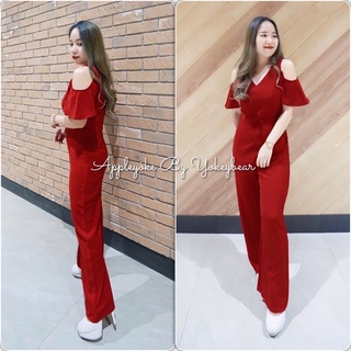 จั๊มสูทขายาว ปิดแขน Jumpsuitผ้าเกรดพรีเมี่ยม ใส่ออกงาน จั๊มสูทสาวอวบ จั๊มสูทไซใหญ่