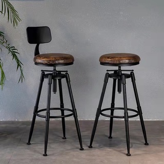 เก้าอี้บาร์สูง90 วินเทจ Bar Stools Modern Minimalist Backrest Wrought Iron Rotating Bar Stools Lift Home Bar Stools High
