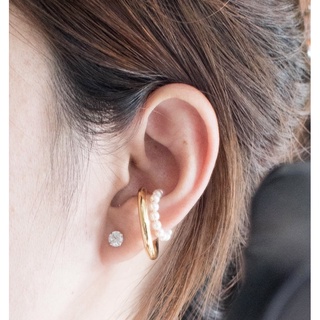 earcuff 2 ชั้นประดับไข่มุก ต่างหูหนีบ