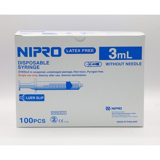 Nipro Syringe 3 mL ไซริงค์พลาสติก,กระบอกฉีดยา SYRINGE NIPRO ขนาด 3 ml บรรจุ 100 ชิ้น