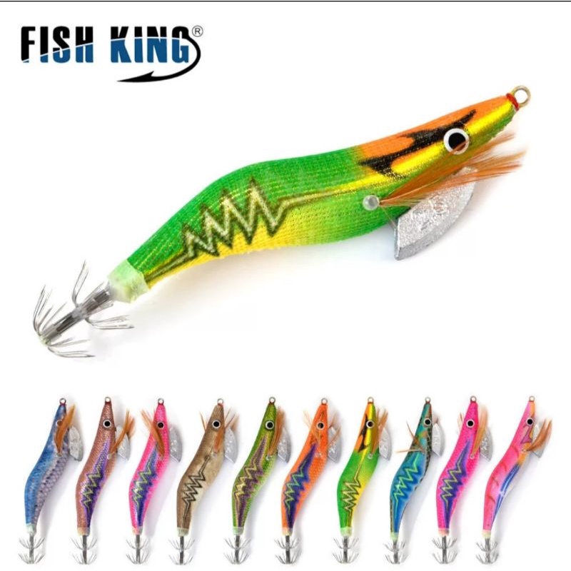 โยกุ้งตกหมึกFISHKINGสัญชาติไต้หวัน(ของแท้) พร้อมส่ง  มีทุกไซด์(2.0)(2.5)(3.0)(3.5)เรืองแสงทุกตัว