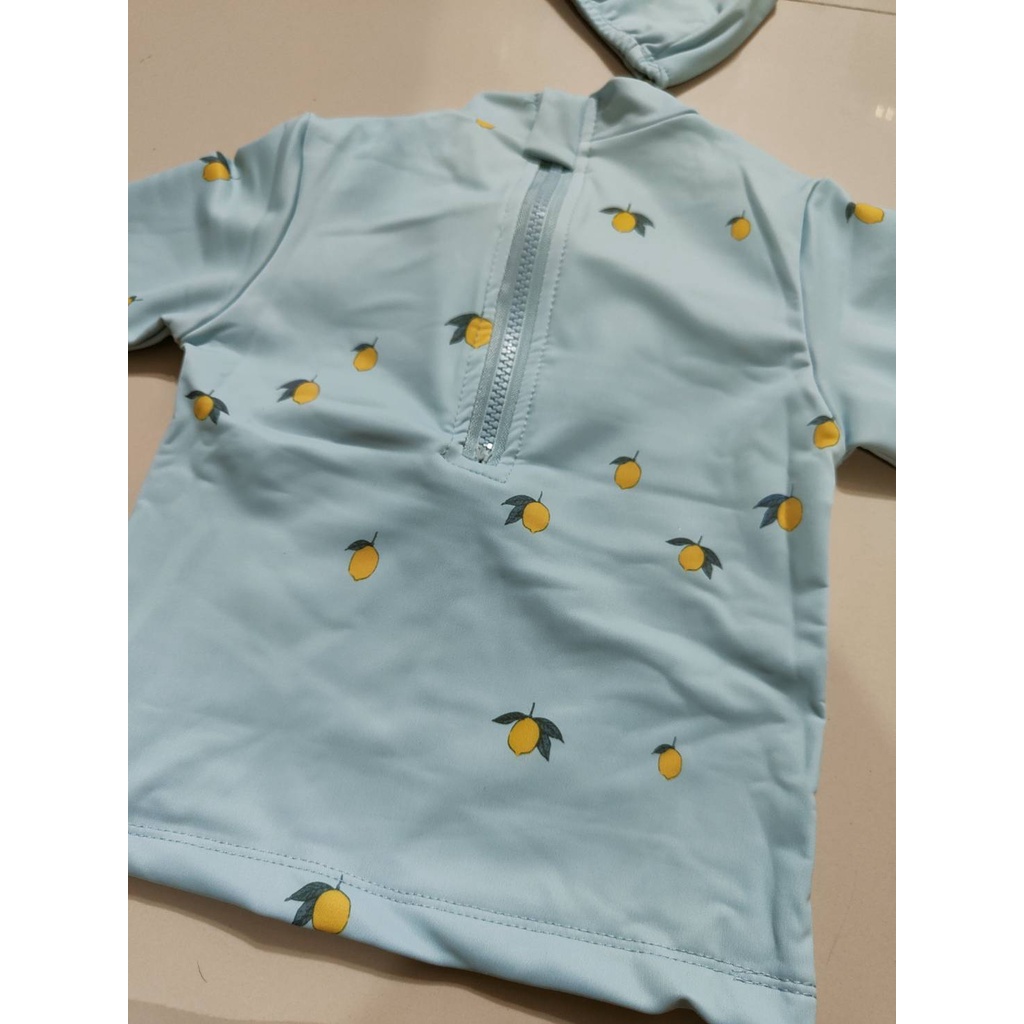 ชุดว่ายน้ำเด็ก lemon lover 3 ชิ้น ( เสื้อ กางเกง หมวก)(SW213)