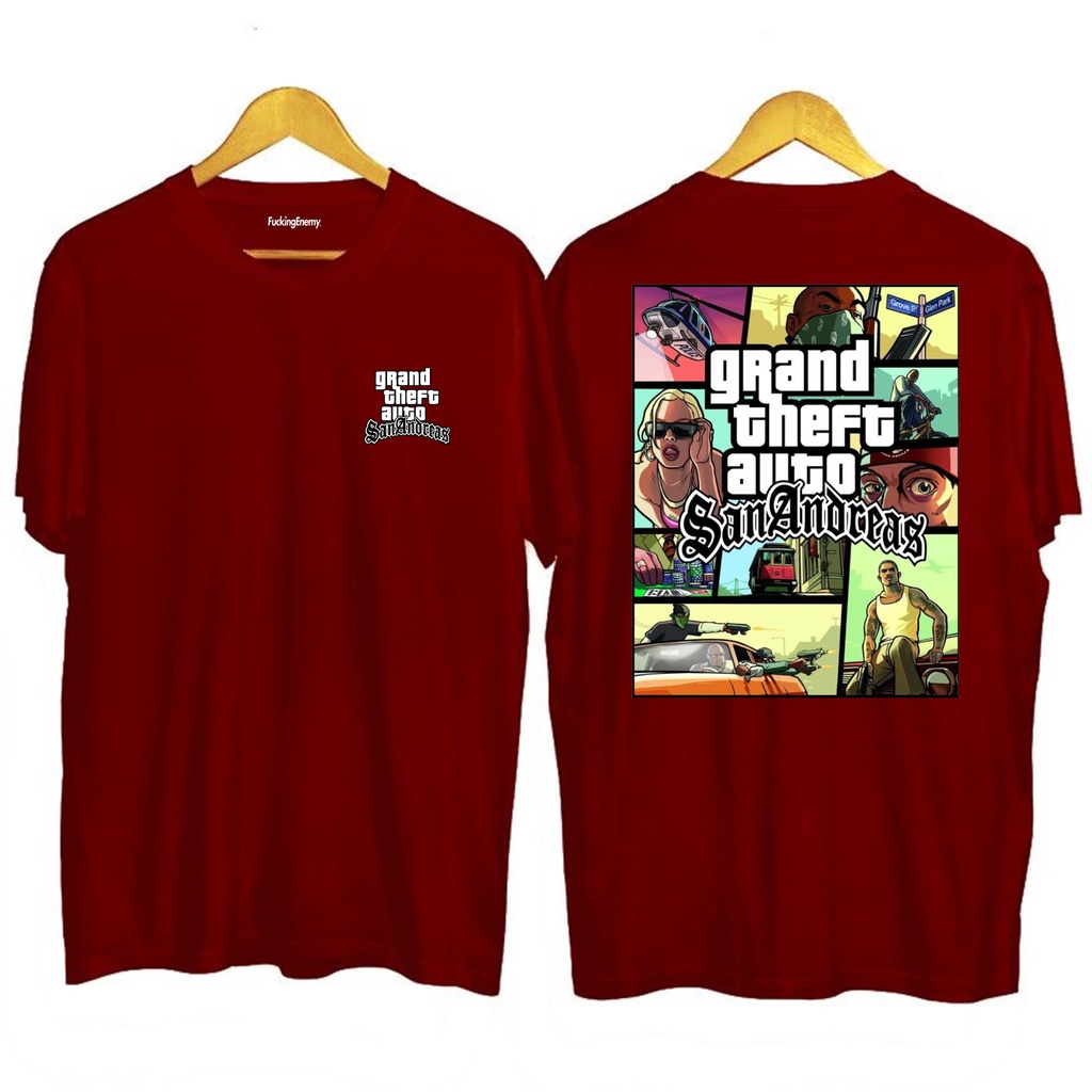 เสื้อยืด SAN ANDREAS GTA | เสื้อยืด MAROON สี