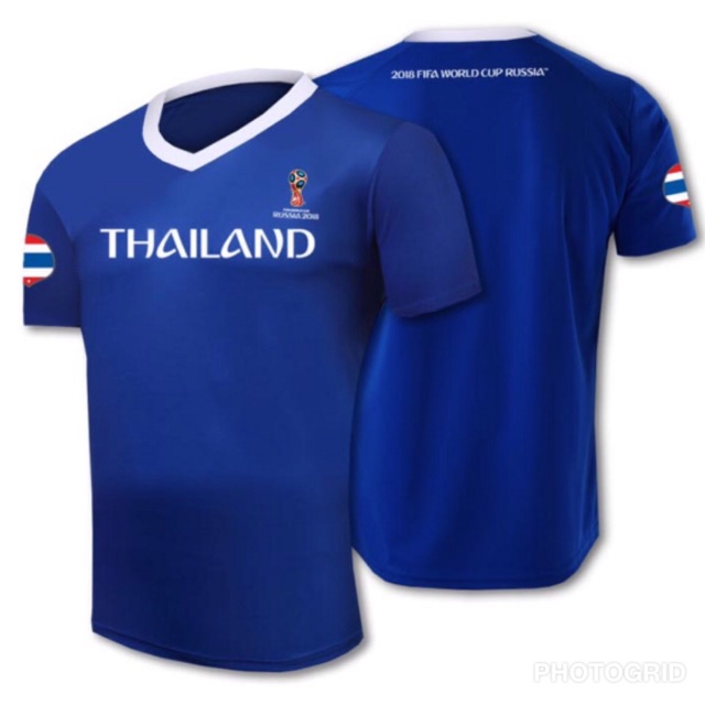 เสื้อบอลทีมชาติไทย ลิขสิทธิ์ฟุตบอลโลก FIFA World Cup Russia 2018 เนื้อผ้า Polyester 100%