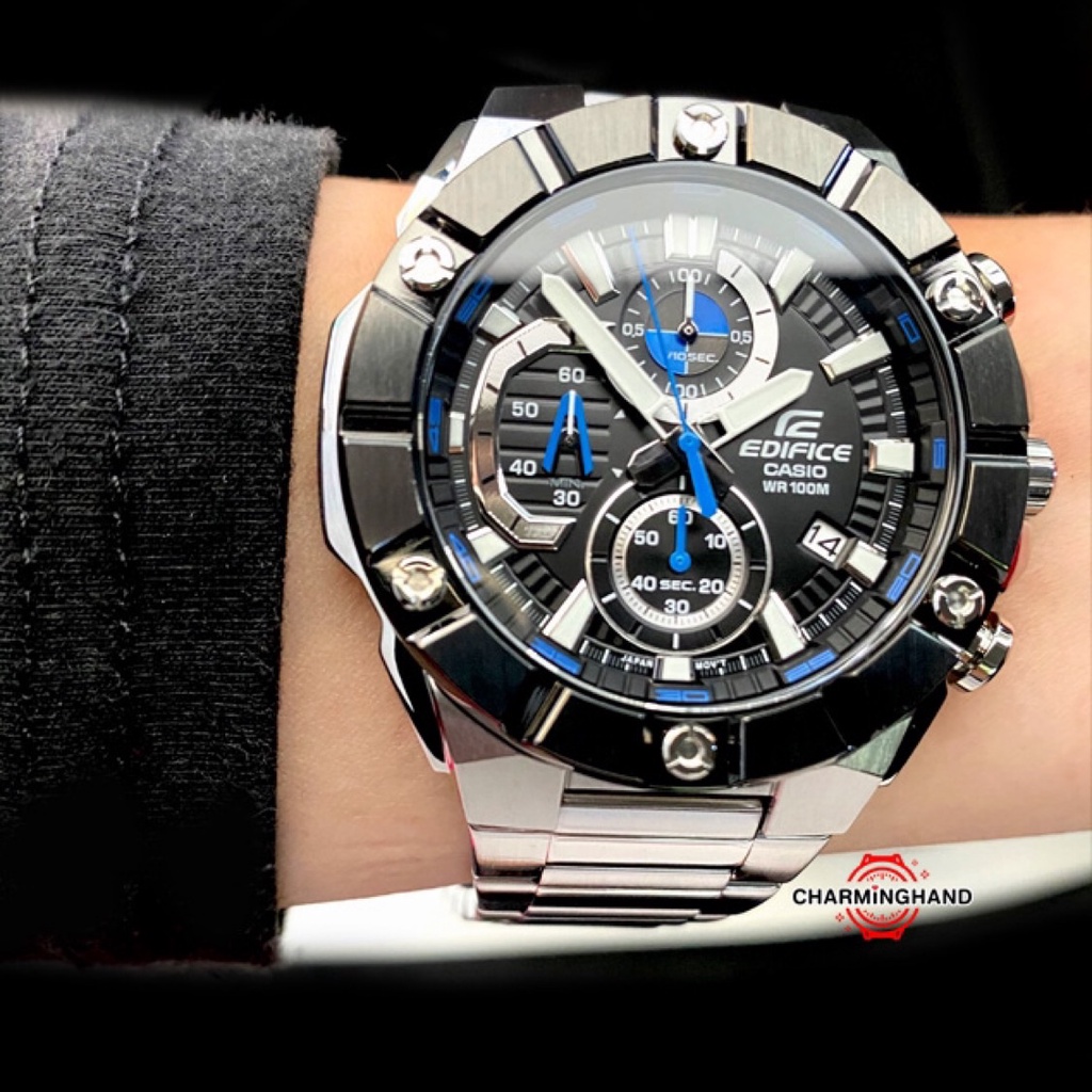 นาฬิกาข้อมือผู้ชายแท้ Casio Edifice EFR-569DB-1 นาฬิกาคาสิโอลดราคา หน้าปัดออกแบบดูดีมีมิติ ย้ำขายเฉพาะของแท้ มีใบประกัน