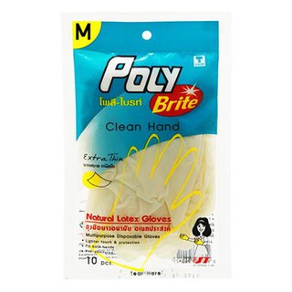 อุปกรณ์ทำความสะอาด ถุงมือยางอนามัย POLY BRITE Extra Thin SIZE M