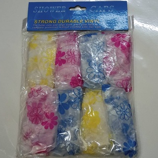หมวกคลุมผม หมวกอาบน้ำลายดอกไม้ คละสี 8 ชิ้น