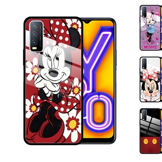 VIVO Y52 Y72 5G Y3S Y1S Y17 Y12 Y15 Y12S Y20 Y30 Y50 Y11S Y20A Y20S Y20i Y30i Y91 Y93 Mediatek Y95 Y91C Mini Mouse Mickey Tempered Glass Cover Anti-Scratch Phone Case