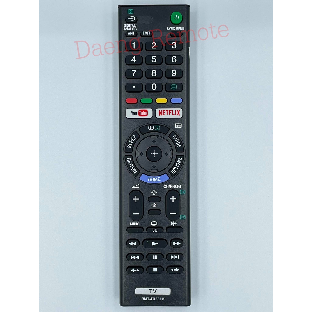 รีโมทใช้กับทีวี sony รุ่น RMT-TX300P มีปุ่ม  Youtube / Netflix / Home  รุ่นและปุ่มคำสั่งเหมือนเดิมจะใช้งานได้