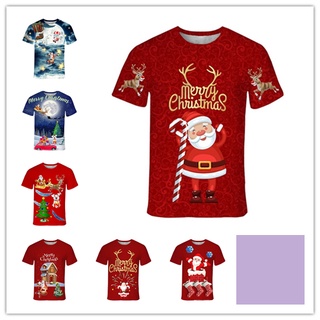 【Christmas】ใหม่ เสื้อยืดลําลอง แขนสั้น คอกลม พิมพ์ลายคริสต์มาส 3D แฟชั่น สําหรับเด็ก