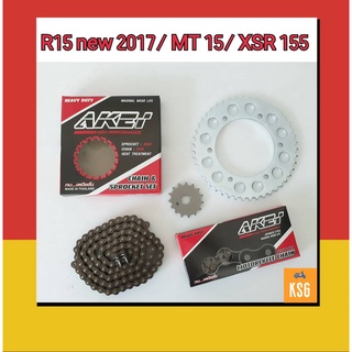 ชุดโซ่สเตอร์ AKEI อย่างดี !!! R15 New 2017 / MT15 / XSR155 โซ่ข้อหนา 428H ได้ทั้งชุด 3 ชิ้น