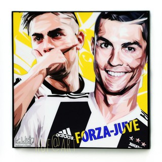 Dybala &amp; Ronaldo ดีบาล่า โรนัลโด้ ทีม Juventus ยูเวนตุส รูปภาพ​ติด​ผนัง​ pop art ฟุตบอล​ กรอบรูป​​ ของขวัญ รูปภาพ