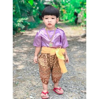 ชุดไทยเด็กผู้ชาย ผ้าซาตินคุณภาพดี ใส่สบาย (เสื้อ+โจงกระเบน) FV33