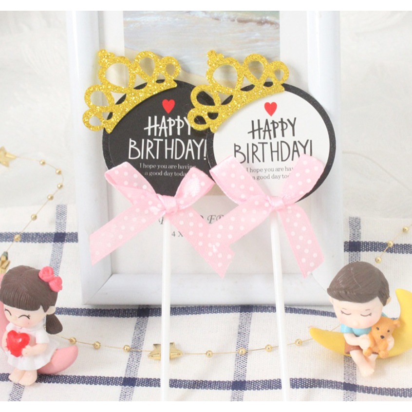 ป้ายHBDกระดาษมงกุฎตกแต่งเค้ก