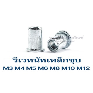 รีเวทนัทเหล็กชุบ (แพ็คละ 1 ตัว) รีเวทเกลียว ป๊อบนัท Rivet Nut ขนาด M3 M4 M5 M6 M8 M10 M12