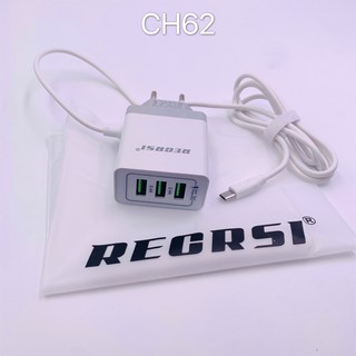 RECRSI CH-62 สายชาร์จพร้อมปลั๊ก 3 USE Charger Set Fast Charging 3.1A สำหรับ Micro