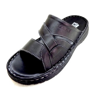 LEATHER PAPA รองเท้าแตะหนัง รองเท้าแตะชาย หนังแท้ 100% Genuine Leather Men Sandals NO. 666-BLACK