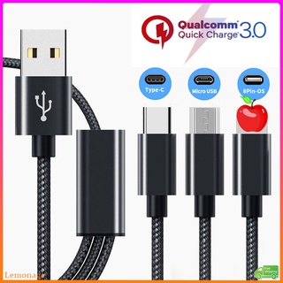 【พร้อมส่ง】สายชาร์จ Usb แบบถัก 3 In 1 สําหรับ Micro Usb i Type C