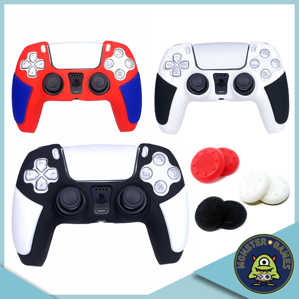 ซิลิโคนจอย PS5 ทูโทน พร้อมที่ครอบอนาล็อก (ซิลิโคนจอย Ps5)(Silicone for Ps5)(Silicone Ps5 Controller)
