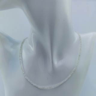 Silver thai 925 Sterling Silver Natural Clear Beads Necklaceสร้อยคอลูกปัดใสธรรมชาติเงินแท้ 925