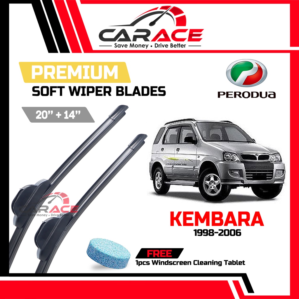 PERODUA KEMBARA 1998-2006 CARAC Premium Soft Wiper Blades (20"+14") Universal Soft Wiper Blades สําห