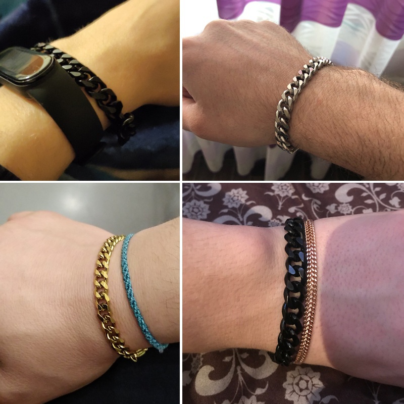 3 สี 3/5/7 มม. อินเทรนด์ คิวบา โซ่ บุรุษ เชื่อมโยง สร้อยข้อมือโซ่ สเตนเลส สําหรับผู้ชาย ผู้หญิง เครื่องประดับ