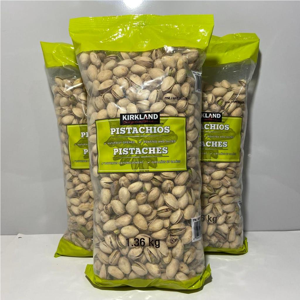 ถั่ว ถั่วพิสตาชิโออบเกลือ แบบมีเปลือก pistachios salt pitachio kirkland 1.36 กิโล BB:2026.02