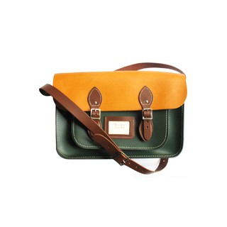 The Leather Satchel Co. หนังแท้ทรงวินเทจ จากอังกฤษ ขนาด 14" สี British County Fair