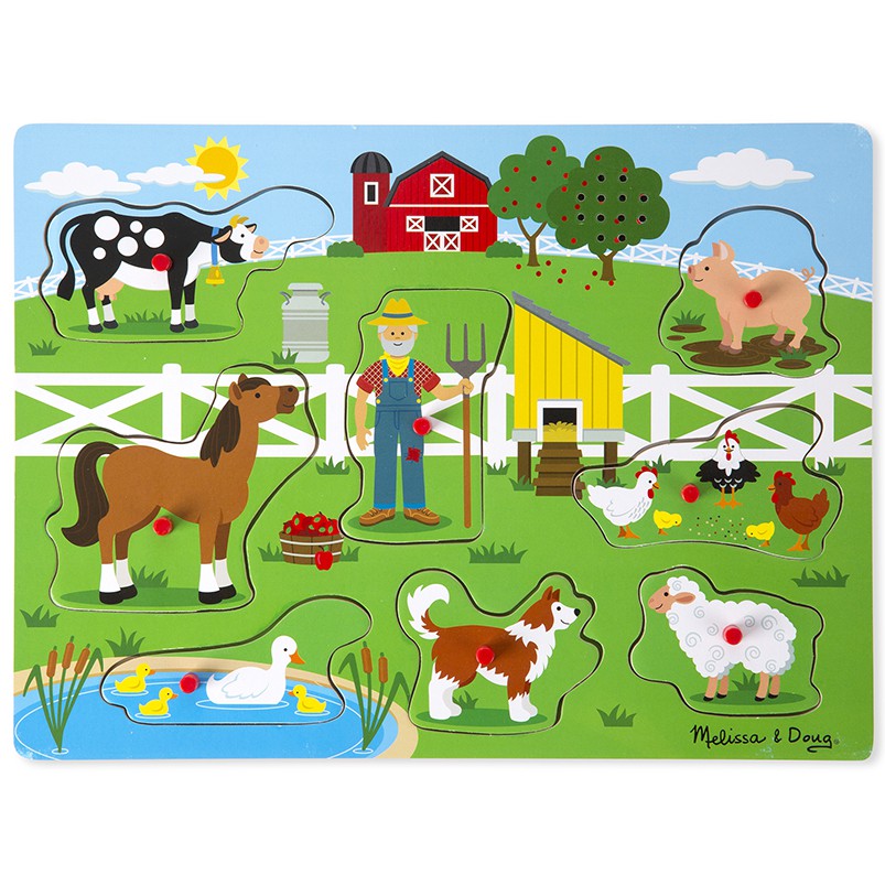 (ของแท้ USA) น่ารัก จิ๊กซอว์เด็ก มีเสียงเพลง Old McDonald Sound Puzzle Farm Melissa & Doug 738