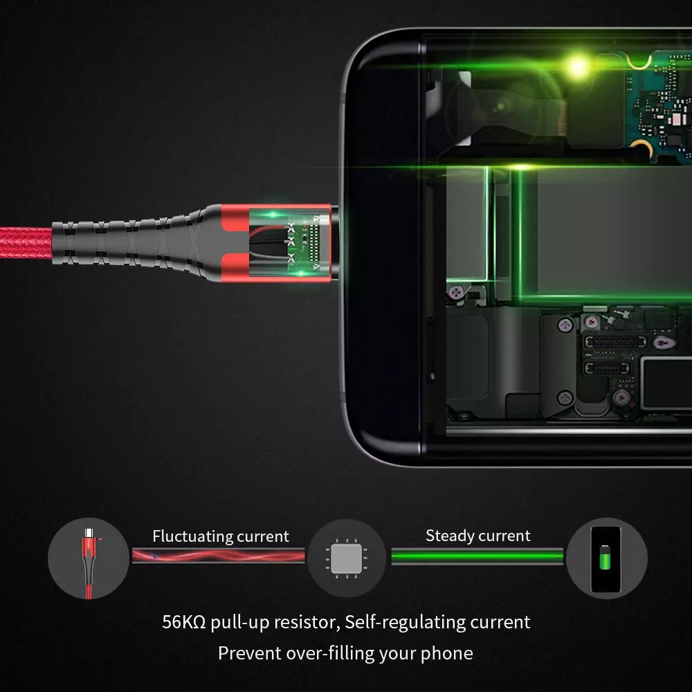 Essager สายชาร์จเร็ว LED Micro USB 3A สายชาร์จโทรศัพท์มือถือ Microusb