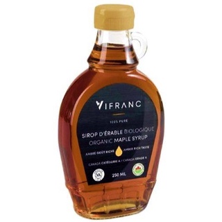 VIFRANC SIROP DERABLE Organic Maple Syrup วีฟราน ออแกนิก เมเปิล ไซรัป น้ำเชื่อม 250ml.