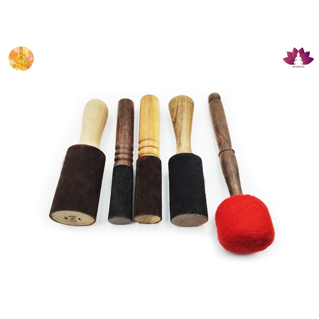 Handmade Hard Wood Singing Bowl Brand New Mallet Stick หนังเป็นแบบคละสี