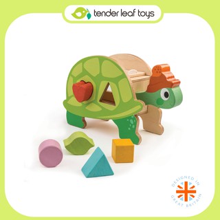 Tender Leaf Toys ของเล่นไม้ ของเล่นเสริมพัฒนาการ บล็อกหยอดรูปทรงเต่าน้อย Tortoise Shape Sorter