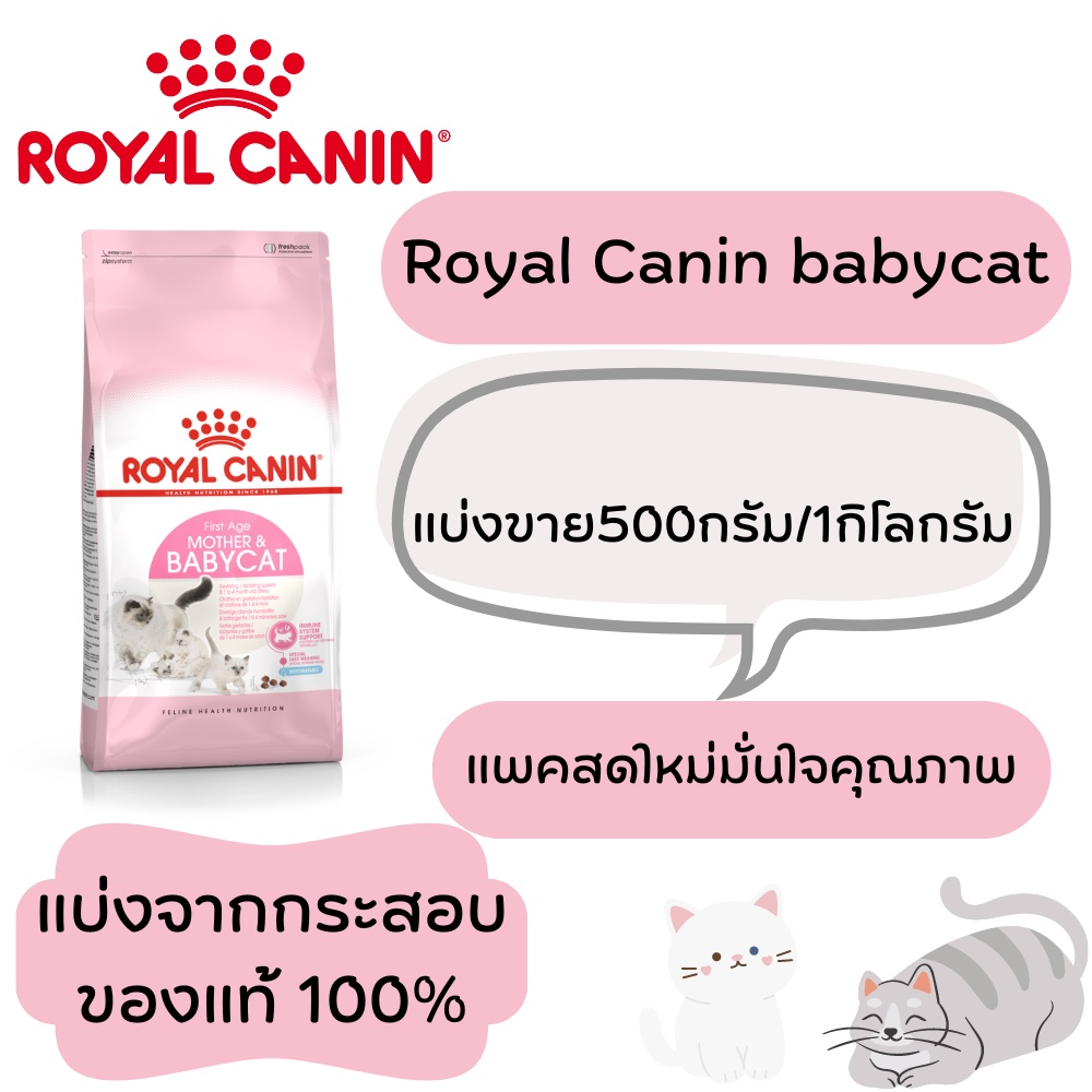 Royal canin รอยัล คานิน อาหารแมว สูตรแม่แมวและลูกแมว mother and babycat แบบแบ่งขาย 500กรัม/1กิโลกรัม