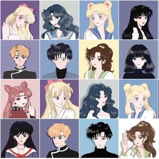 ภาพระบายสีตามตัวเลขขึงเฟรมไม้ Sailor moon เซเลอร์มูน ขนาด 20x20 ซม.