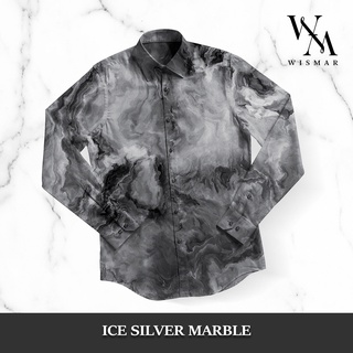 เสื้อเชิ้ตแขนยาวลายหินอ่อน(สีไอซ์ซิลเวอร์):Ice Silver Marble Shirt (Long-sleeved)