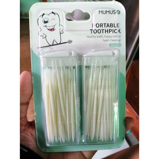 ไม้แคะฟัน 2 ทิศทางมี 2 กล่อง กล่องละ 60 ชิ้นไม้จิ้มฟัน MUMUSO PORTABLE TOOTHPICKS