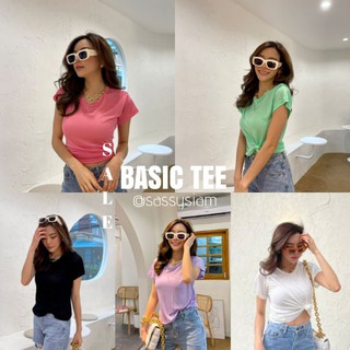 🔥HOT🔥 basic T-shirt เสื้อยืด แมทช์ง่ายกับกางเกงยีนส์กางเกงขาสั้นหรือกระโปรง