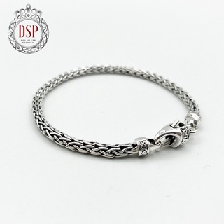 สร้อยข้อมือเงินถักเปียลายหางกระรอก ตะขอกล้ามปู เงินแท้ 925 : DSP 925 Sterling Silver Braided Bracelets [CSP0198]