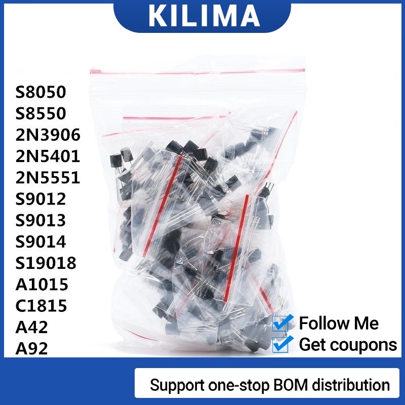 ชุดทรานซิสเตอร์ TO-92 A42 A92 2N5551 2N5401 2N3904 S8050 S8550 S9012 S9013 S9014 9015 9018 A1015 C18