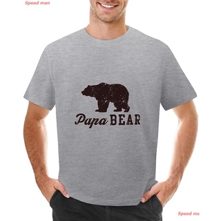 เสื้อยืดครอปหมี ขบขัน ผู้ชาย เสื้อยืด วัตถุระเบิดขนาดใหญ่ BAIKUTOUAN Papa Bear Mens Short Sleeve T-Shirt Cotton Crewnec