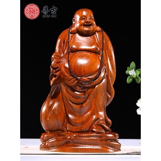 มองหาไม้แกะสลักไม้พะยูงโบราณเครื่องประดับ Maitreya Buddha ไม้มะฮอกกานีขนาดใหญ่ Laughing Buddha Root Carving Crafts ห้องน