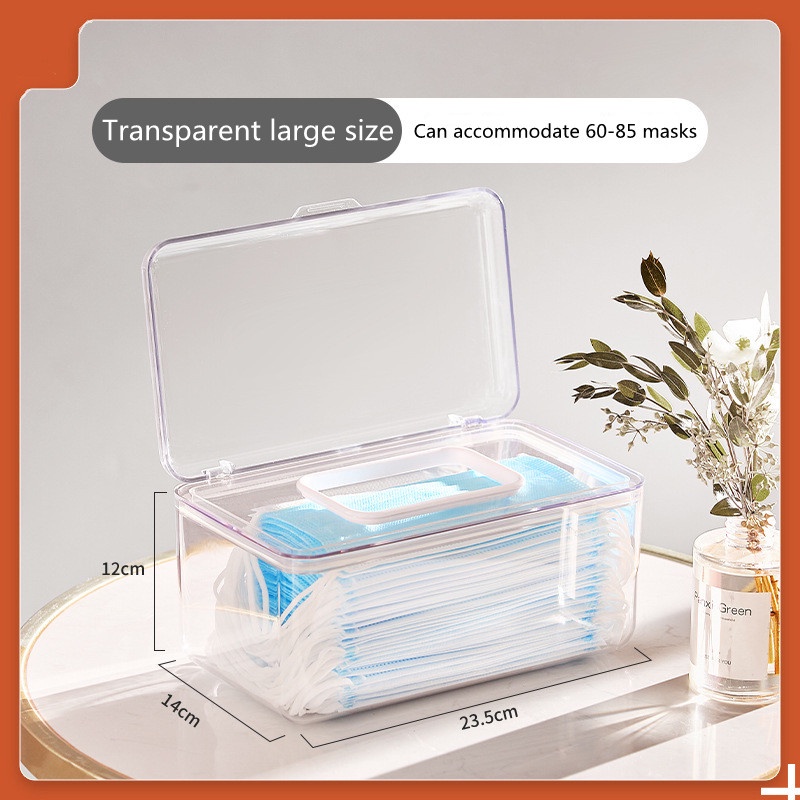 wTransparent Mask Storage Box With Spring Living Room Tissue Box Wet ...