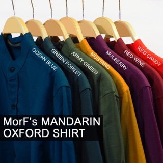 Mandarin Long Sleeve เสื้อเชิ้ต Oxford คอจีน แขนยาว