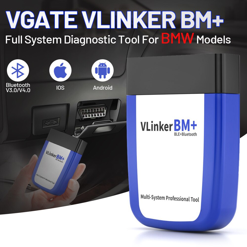 Vgate vLinker BM + ELM327 V2.2 บลูทูธ 4.0 wifi สําหรับเครื่องสแกนเนอร์ BMW OBD 2 OBD2 รถวินิจฉัยเครื