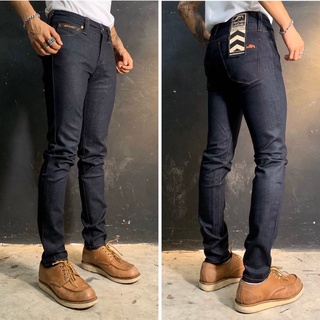 SUP015 (B) กางเกงยีนส์ ผ้ายีนส์ดิบยืด สีมิดไนท์บูล Mens Denim Jeans (Gasoline &amp; Garage) ปั๊มน้ำมันแก๊สโซลีน (SUP)