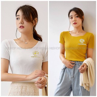 เสื้อไร้ขอบ ปักดอกไม้ ราคาถูกสุดๆ มาใหม่สุดฮิต สไตล์เกาหลี