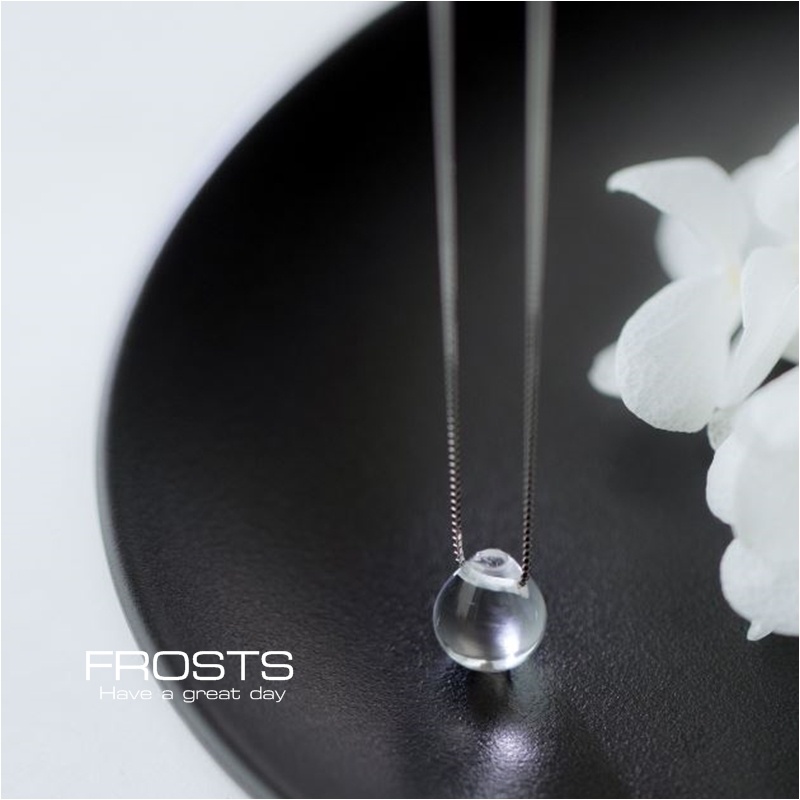 Frosts necklace N26 สร้อยคอเงินแท้ 92.5% คริสตัลหยดน้ำ ขนาดความยาว 40+4cm